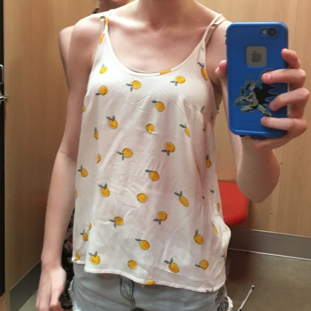 Target White Orange Fruit Spaghetti Strap Tank 2017 - Picture 2 of 9